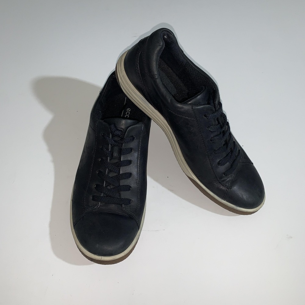 ECCO Shoes Womens Size 8 Black Leather Lace Up Walking Sneakers Comfort Casual